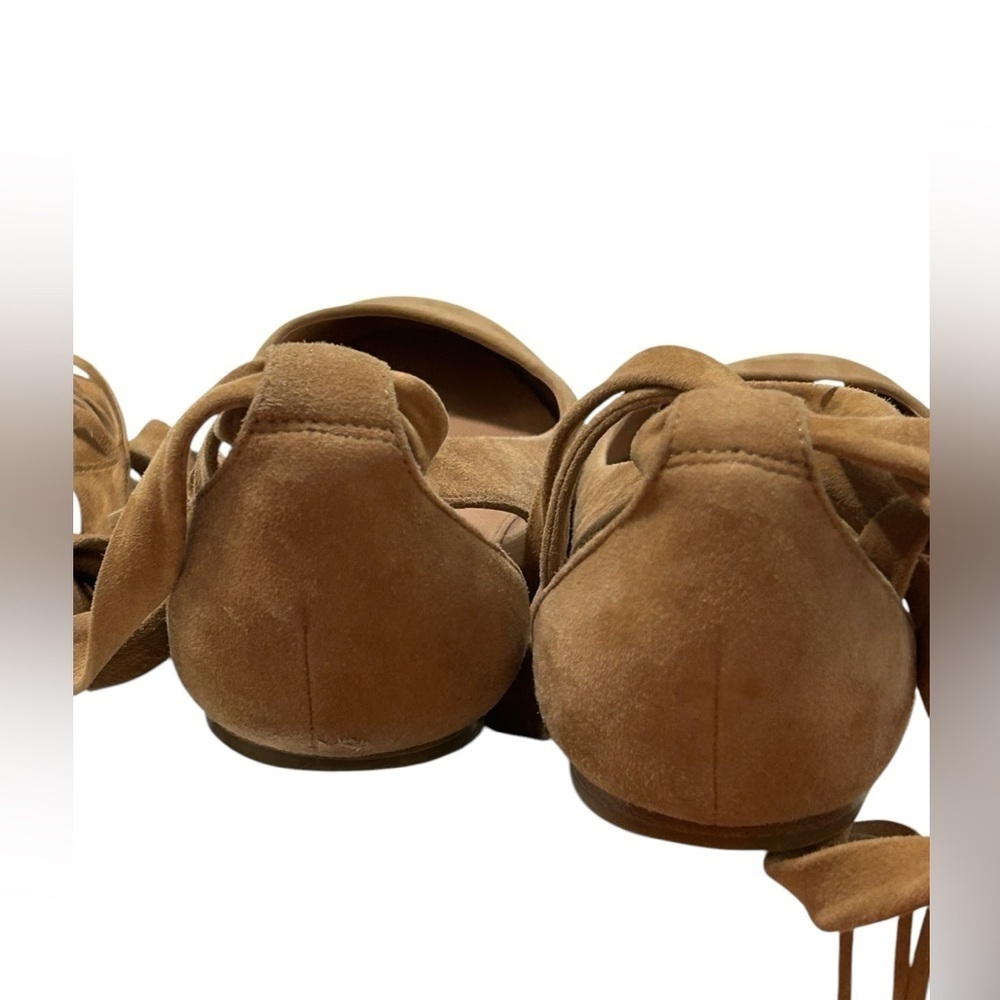 Sigerson Morrison Shoes Women's Size 6.5 Brown suede Ankle Wrap Ballet Flats - Picture 3 of 7